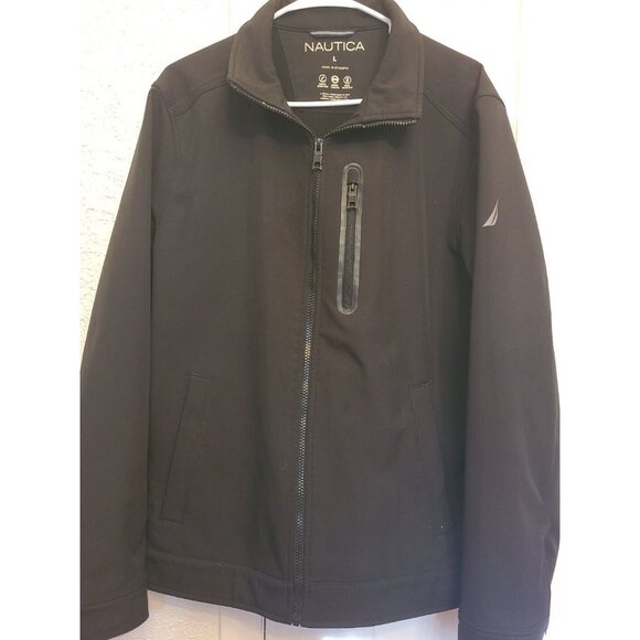 Nautica Performance Active Stretch Jacket Mens Large Wind Water Resistant Black - Picture 1 of 8